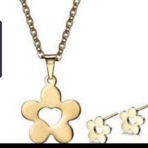 Stainless Steel Chain Stud Earrings Necklace set